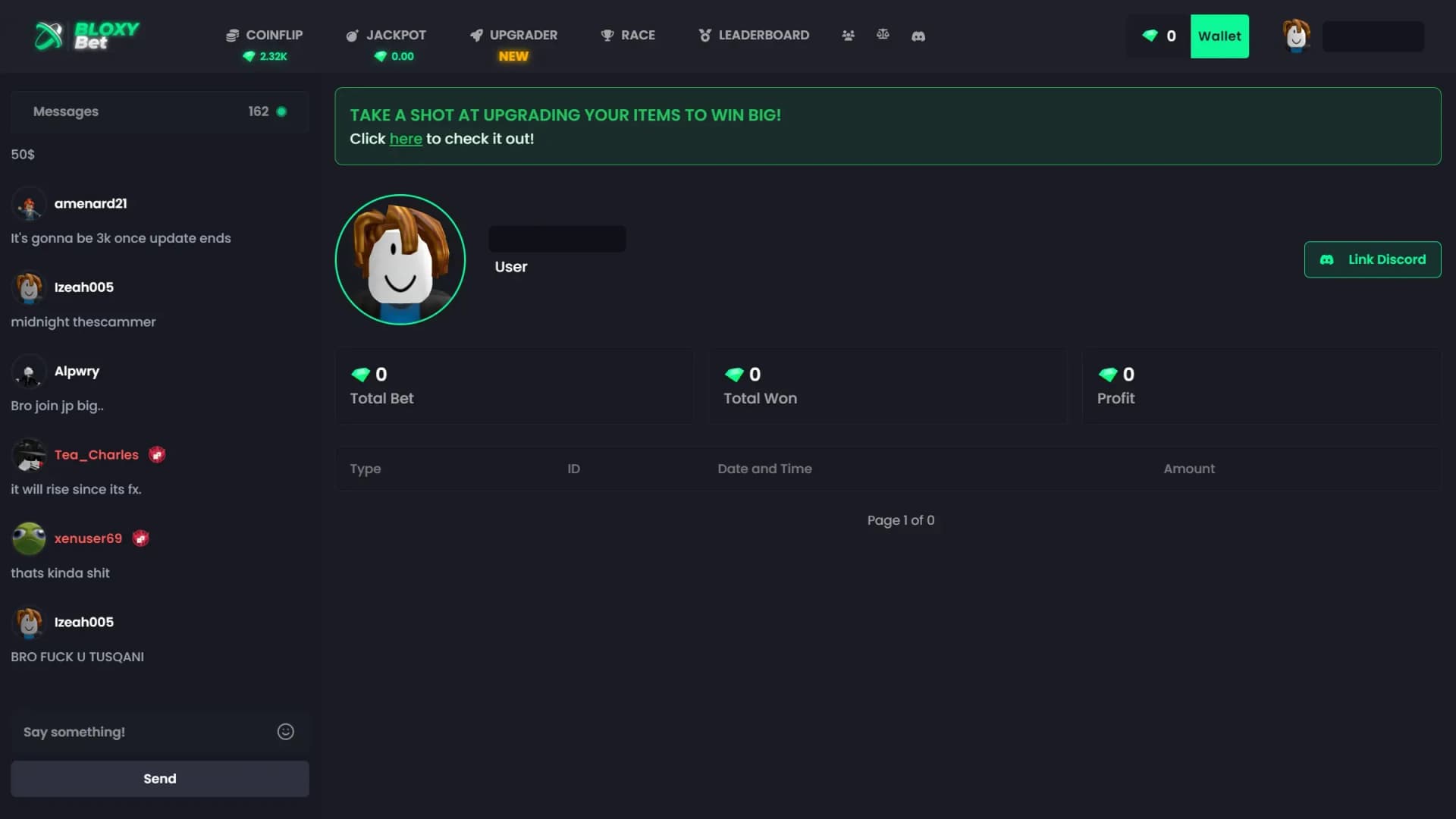 BloxyBet profile screenshot