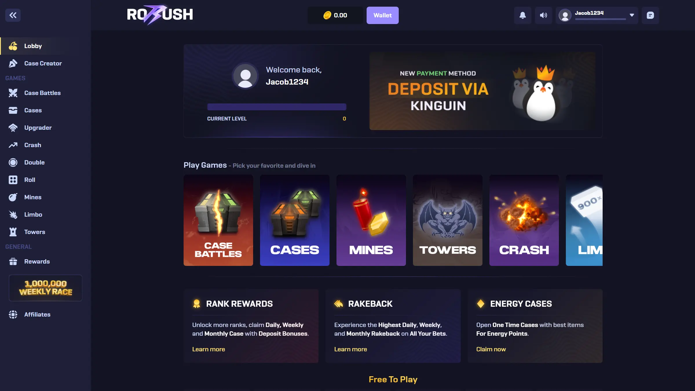 RoRush lobby screenshot